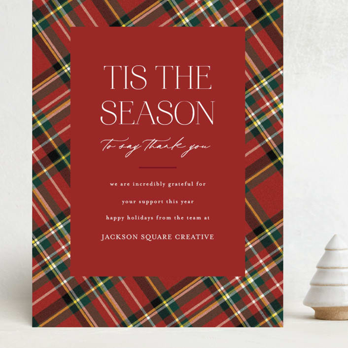 "Tis The Season Plaid" - Holiday Cards in Poinsettia by Ashlee Townsend - Front