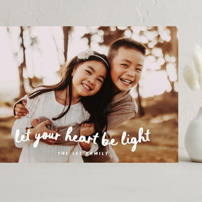 "Heart Be Light" - Holiday Cards in Snow by Sara Hicks Malone - Front