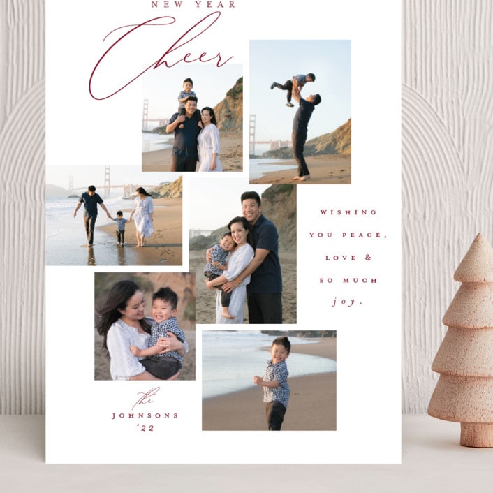 "Wrapped in Love" - Holiday Cards in Cranberry by Carolyn Nicks - Front
