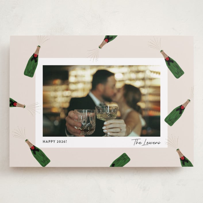 "Popping Bottles" - Holiday Cards in Eggnog by Shari Margolin - Front