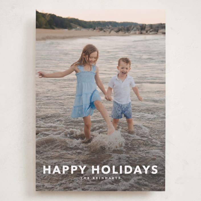 "Simple Type" - Holiday Cards in Linen by Angela Thompson - Front