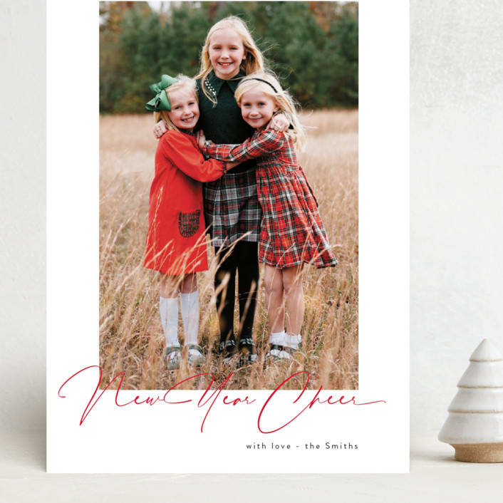 "Joyeux Noel" - Holiday Cards in Pomegranate by Benita Crandall - Front