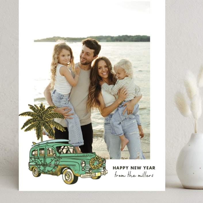 "Surfs Up" - Holiday Cards in Palm by Megan Davis - Front