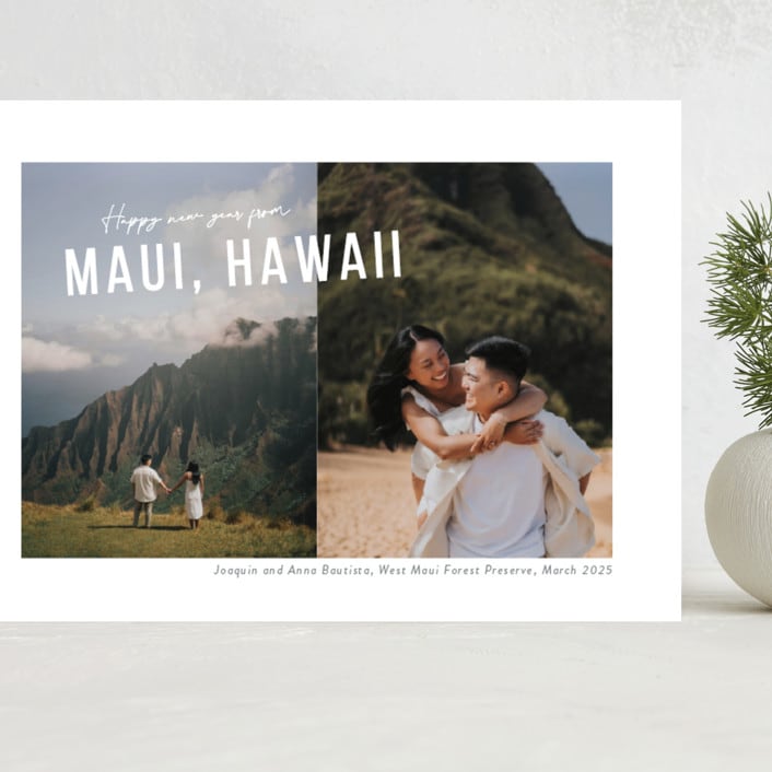 "Travel Greetings" - Holiday Cards in Coconut by Meggy Masters - Front