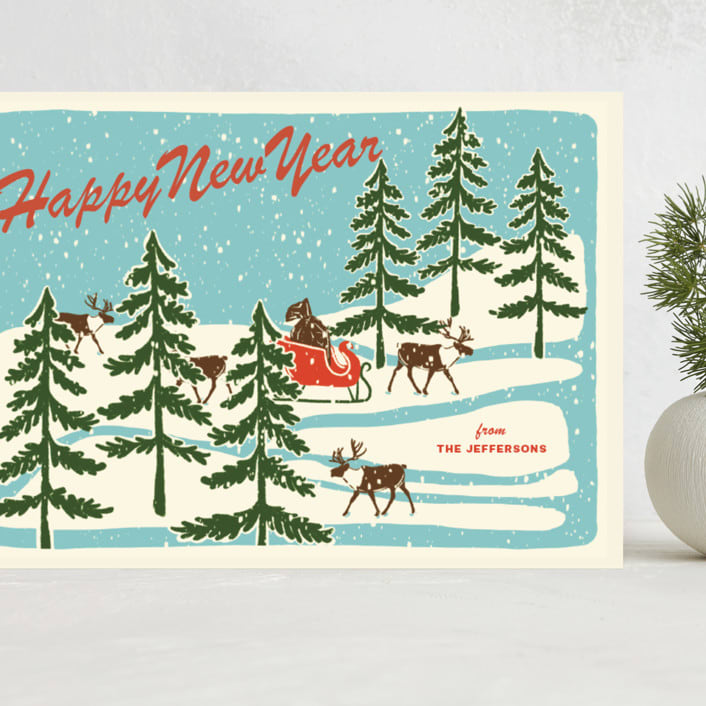 "Vintage North Pole" - Holiday Cards in Sleigh Ride by Lauren Jinhee - Front