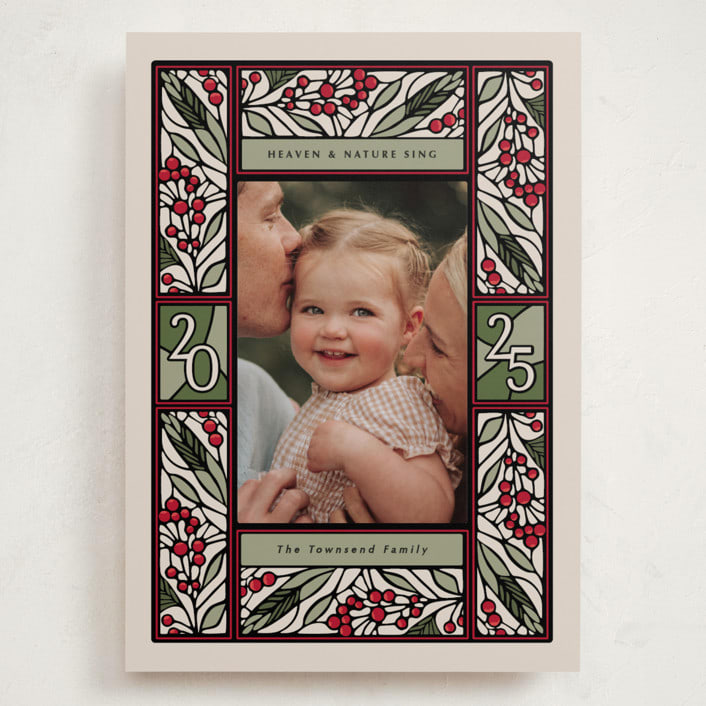 "Teaberry Stained Glass" - Holiday Cards in Garland by Thomas Ward - Front