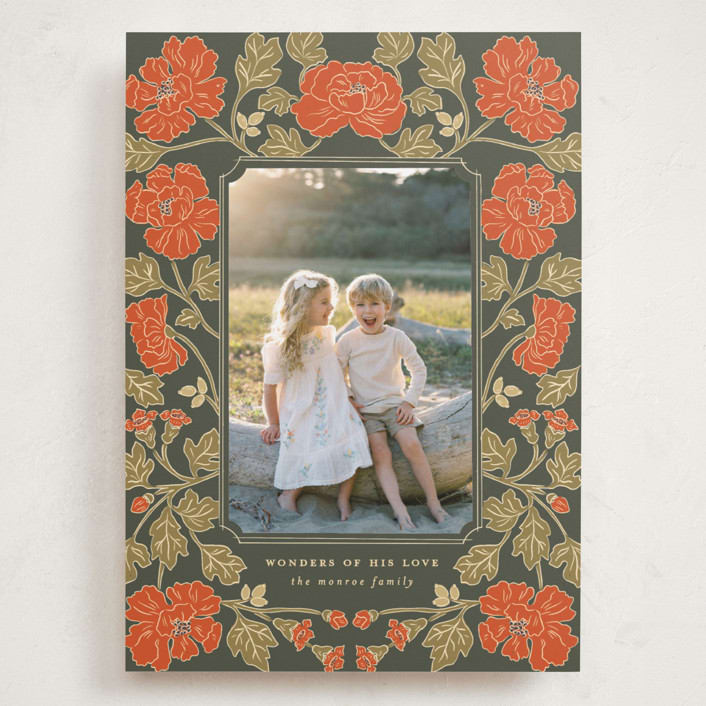 "Christmas Poppies" - Holiday Cards in Balsam by Tara Grangroth - Front