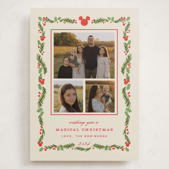 "Disney’s mickey Vintage holiday greens" - Holiday Cards in Stocking by Creo Study - Front