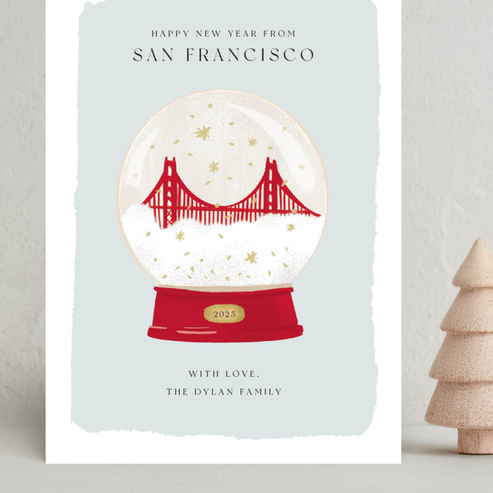 "Golden Gate Globe" - Holiday Cards in Winter by Laura Bercovich - Front