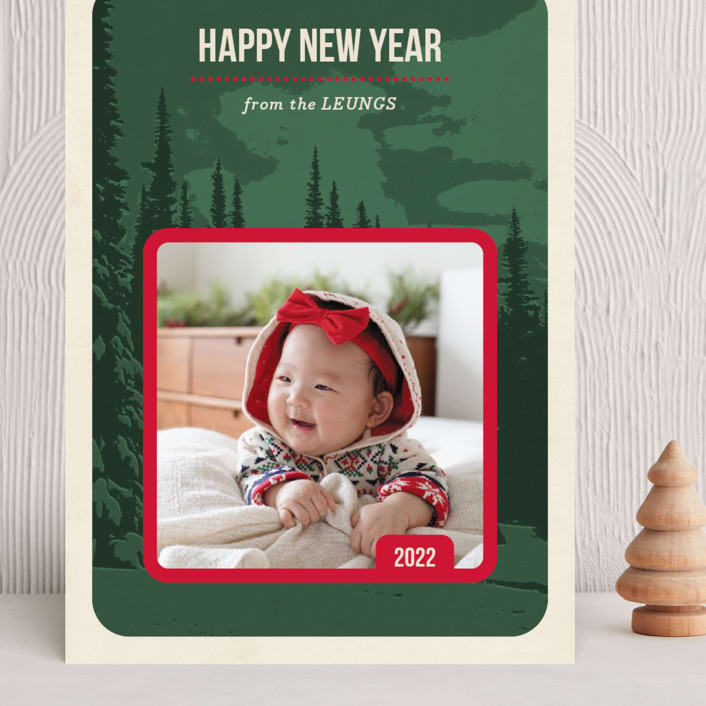 "Pine Mountain" - Holiday Cards in Pine by Alex Elko Design - Front
