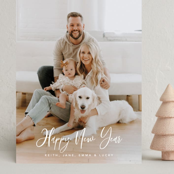 "Chic Script" - Holiday Cards in Snowflake by Cass Loh - Front