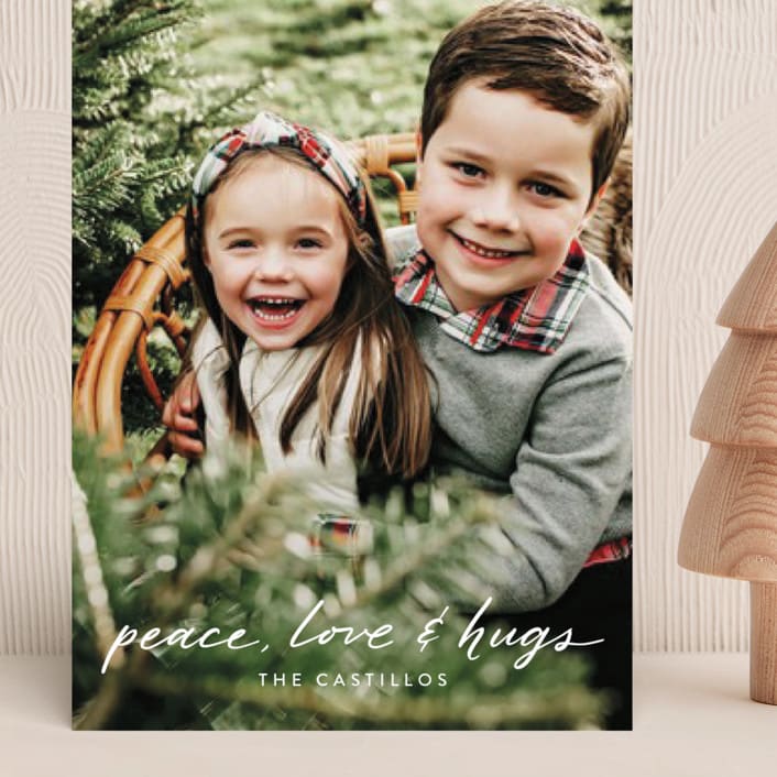 "sending all our LOVE" - Holiday Cards in Moon by Tanya Lee of Frooted Design - Front