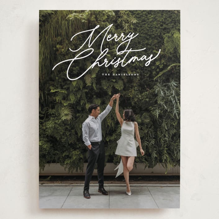"Merry Monoline" - Holiday Cards in Snowfall by Melanie Kosuge - Front