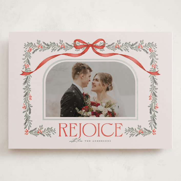 "Joyful-Bow" - Holiday Cards in Crimson by BR Designs - Front