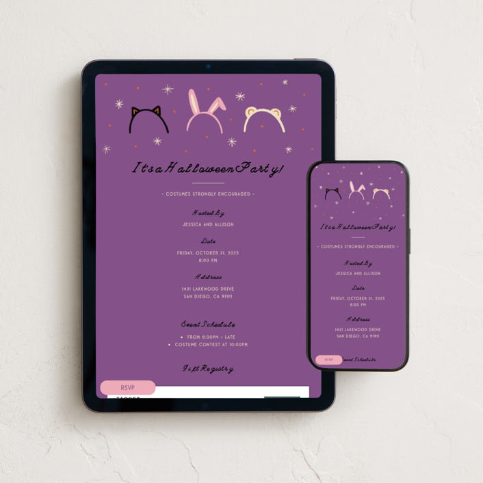 "animal ears" - Online Holiday Party Invitations in Berry by clearlytangled studio - Mobile + desktop layout