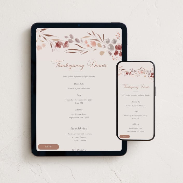 "Thankful Harvest" - Online Holiday Party Invitations in Rust by Nicoletta Savod - Mobile + desktop layout