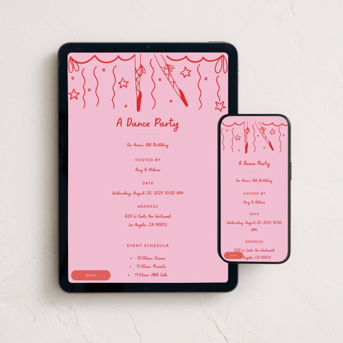 "Ballerina On Pointe" - Online Kids Birthday Invitations in Blush by Becky Nimoy - Mobile + desktop layout