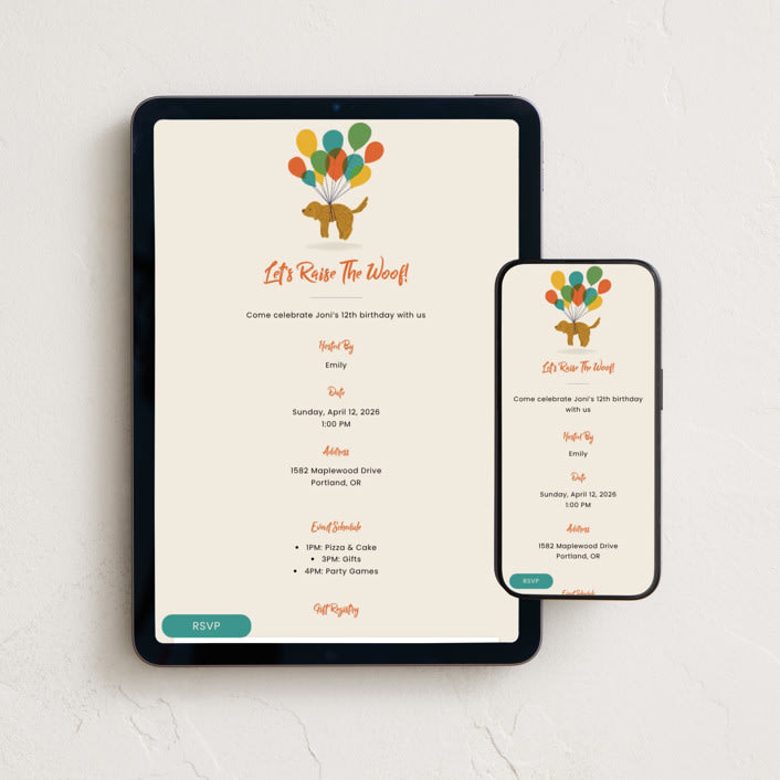 "balloon pup" - Online Kids Birthday Invitations in Oatmeal by Adelyn T. - Mobile + desktop layout