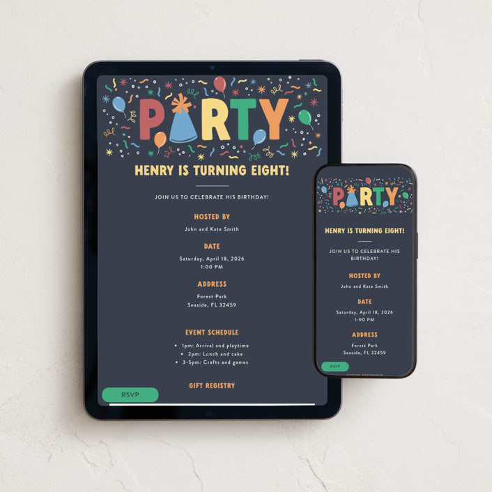 "palooza" - Online Kids Birthday Invitations in School Bus by Faith Dorn - Mobile + desktop layout