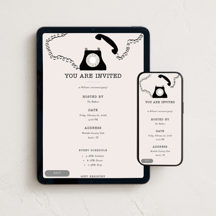 "Old school" - Online Party Invitations in Newspaper by Maja Cunningham - Mobile + desktop layout