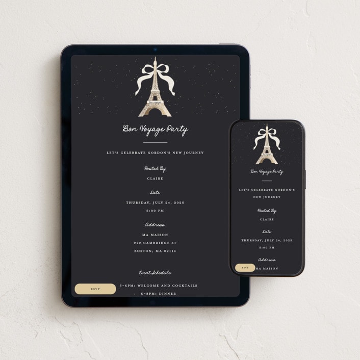 "Eiffel" - Online Party Invitations in Noir by Gwen Bedat - Mobile + desktop layout