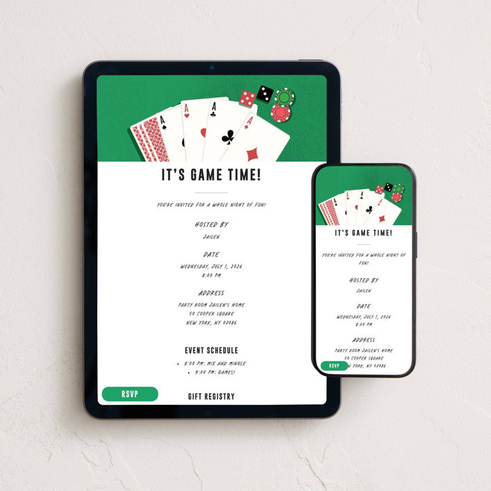 "Game Time!" - Online Party Invitations in Cotton by Sherley Ferreira - Mobile + desktop layout