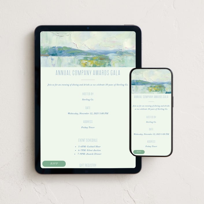 "Meadow Lake" - Online Party Invitations in Spearmint by Holly Whitcomb - Mobile + desktop layout