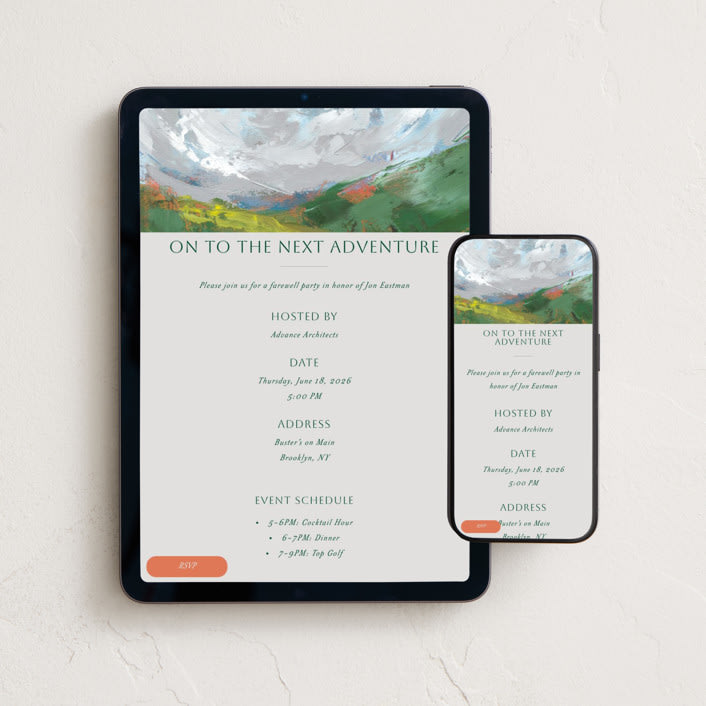 "Adventure Fields" - Online Party Invitations in Steel by Holly Whitcomb - Mobile + desktop layout