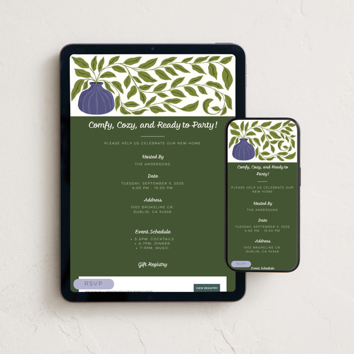 "Planting Roots" - Online Party Invitations in Cream by Leah Swett-Weymouth - Mobile + desktop layout