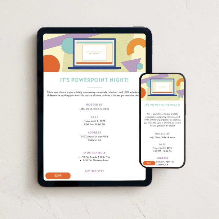"PowerPoint Party" - Online Party Invitations in Retro by taylorVdesign - Mobile + desktop layout