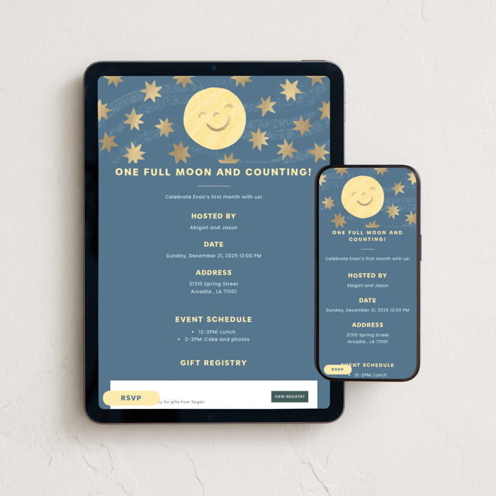 "Full Moon" - Online Religious Milestone Invitations in Midnight by Natalie Rae - Mobile + desktop layout