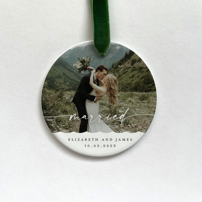 "Personalized Married Photo Ornament" - Ornaments in white by Holly Whitcomb