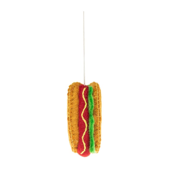 "Felt Hot Dog Ornament" - Ornaments in multicolor by Global Goods Partners