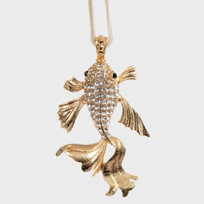"Pisces hanging ornament" - Ornaments in gold by Joanna Buchanan