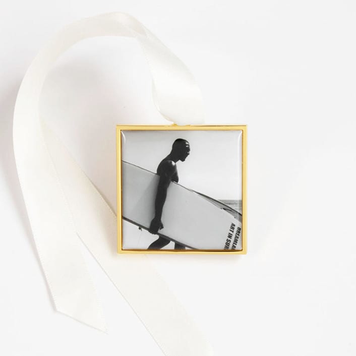 "Custom Square Ornament Gold" - Ornaments in gold by Kimbra Mooers