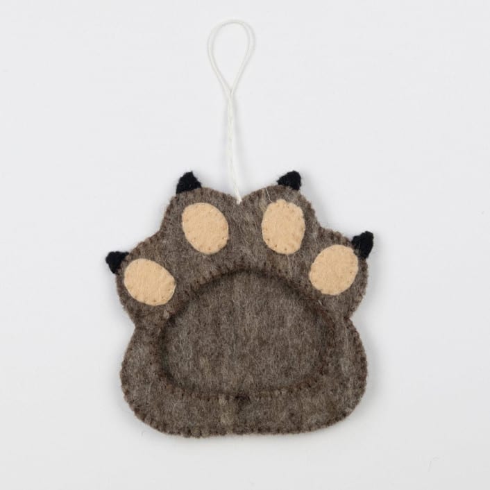 "Felt Paw Frame Ornament - Brown" - Ornaments in brown by Global Goods Partners