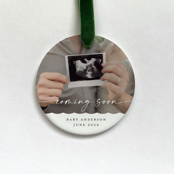"Personalized Pregnancy Photo Ornament" - Ornaments in white by Holly Whitcomb