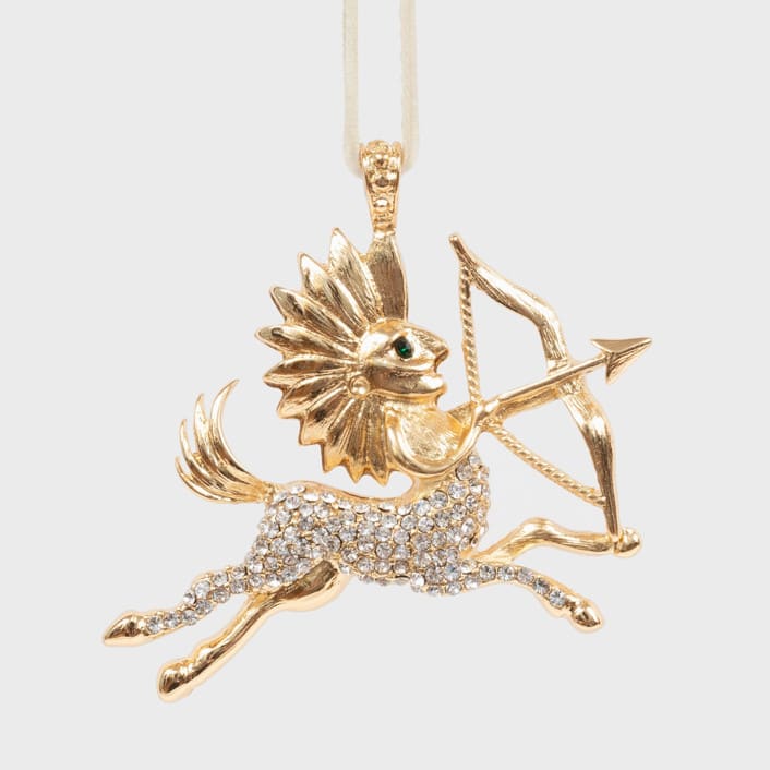 "Sagittarius hanging ornament" - Ornaments in gold by Joanna Buchanan