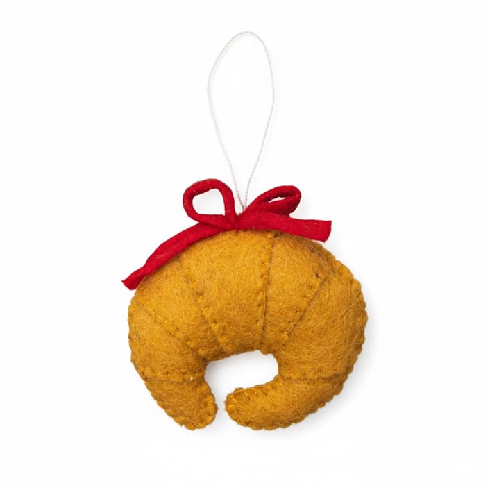 "Felt Croissant" - Ornaments in beige by Global Goods Partners