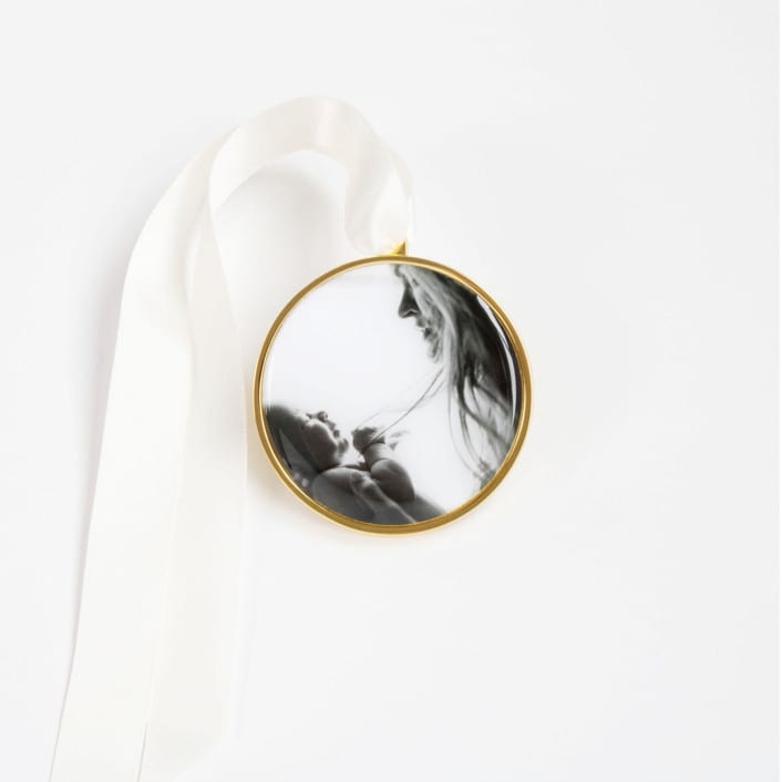 "Custom Round Ornament Gold" - Ornaments in gold by Kimbra Mooers