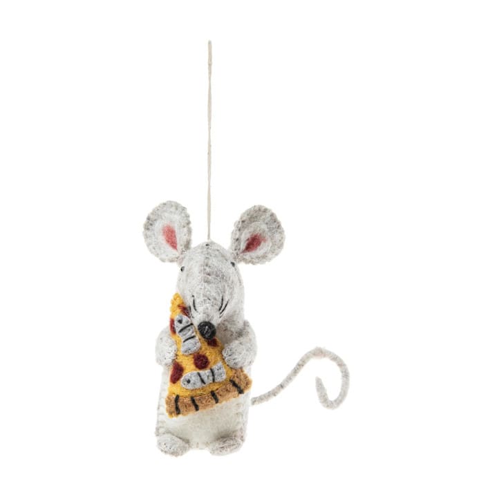 "Felt Pizza Rat Ornament" - Ornaments in gray by Global Goods Partners