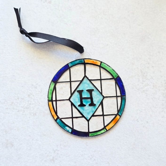 "Faux Stained Glass Ornament- Personalized" - Ornaments in multicolor by Inkspiringletters