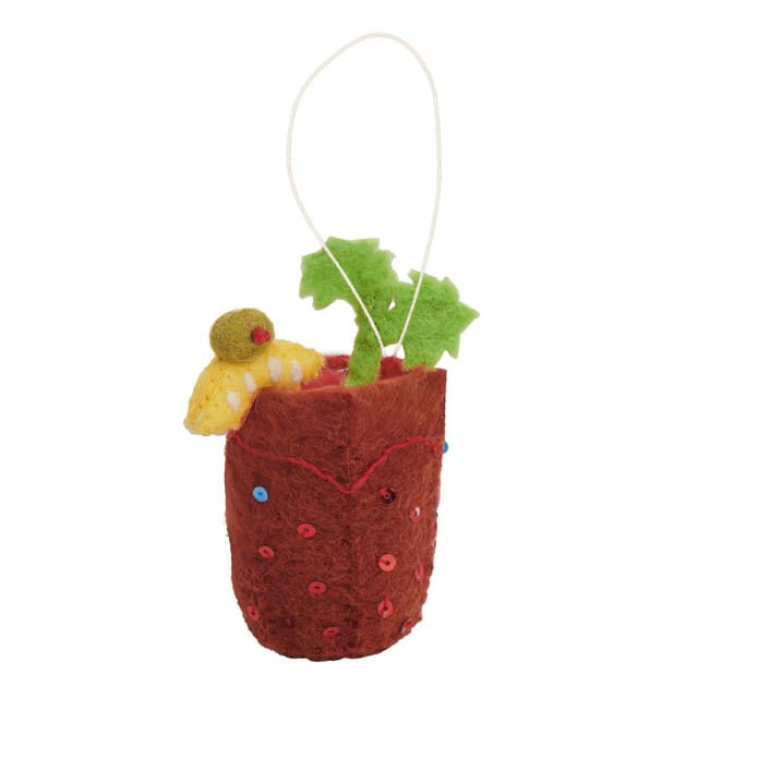 "Felt Cocktail Ornaments- Bloody Mary" - Ornaments in red by Global Goods Partners