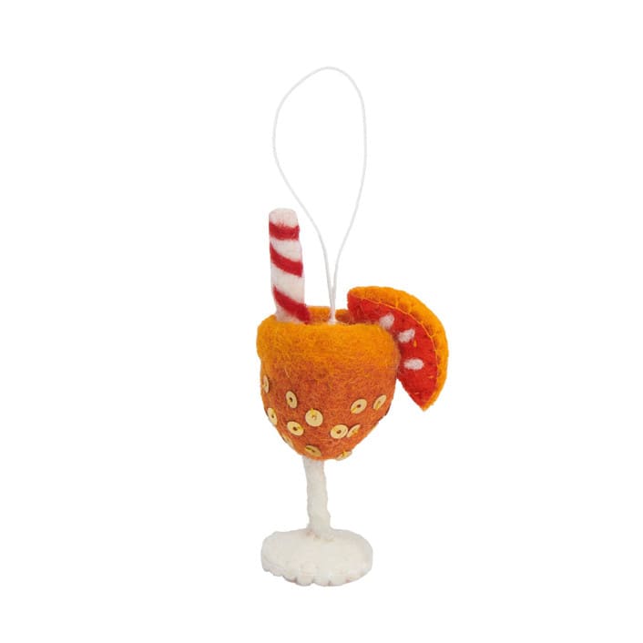 "Felt Cocktail Ornaments-Aperol Spritz" - Ornaments in orange by Global Goods Partners