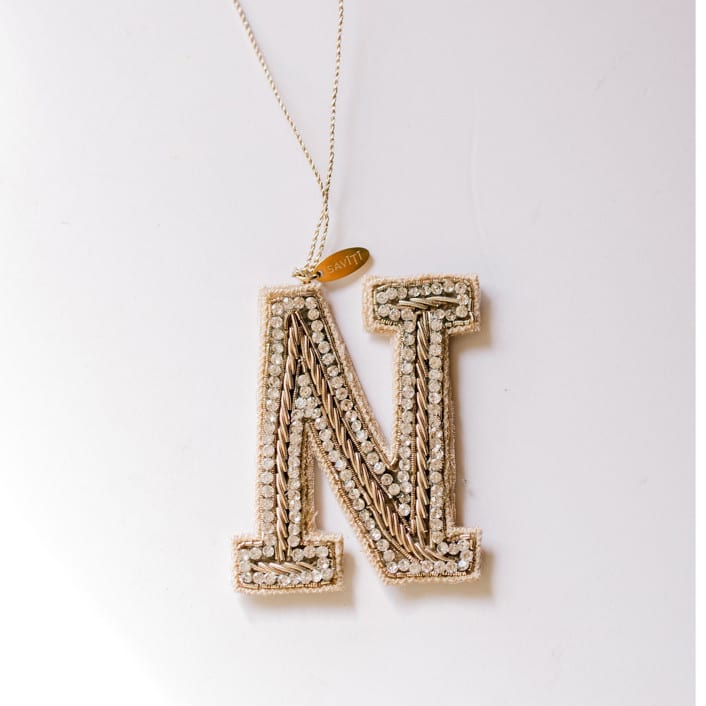 "Personalized Handmade Letter Ornament - Large N" - Ornaments in silver by Courtney Bedi
