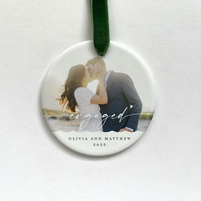"Personalized Engagement Photo Ornament" - Ornaments in white by Holly Whitcomb
