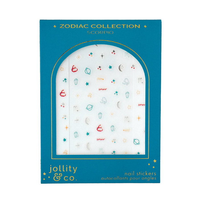 "Zodiac Scorpio Nail Stickers - Set of 1 Sheet, 100 Nail Stickers" - Party Favors in multicolor by Jollity and Co
