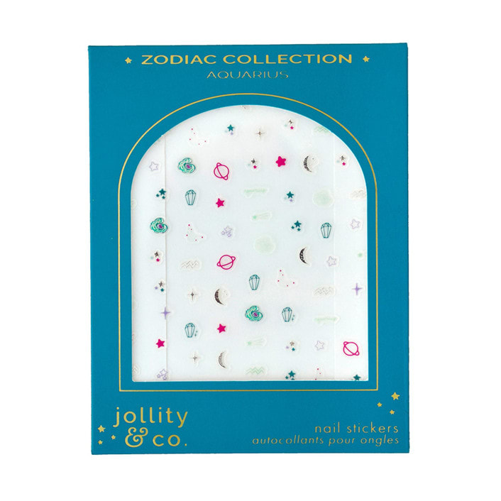 "Zodiac Aquarius Nail Stickers  - Set of 1 Sheet, 100 Nail Stickers" - Party Favors in multicolorassorted-colors by Jollity and Co