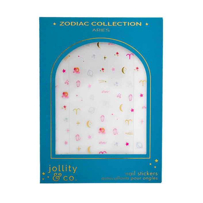 "Zodiac Aries Nail Stickers - Set of 1 Sheet, 100 Nail Stickers" - Party Favors in multicolor by Jollity and Co