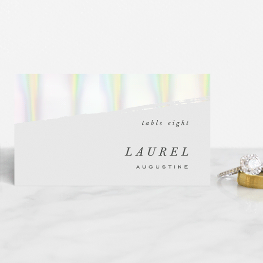 "Halcyon" - Gloss-Press® Place Cards in Snow by Leah Bisch - Front with Free Guest Printing
